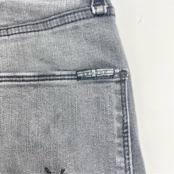 HUDSON Kass High Rise & Straight Fit Jeans Raw Hem Faded Black‎ Distressed 25 - Picture 13 of 15
